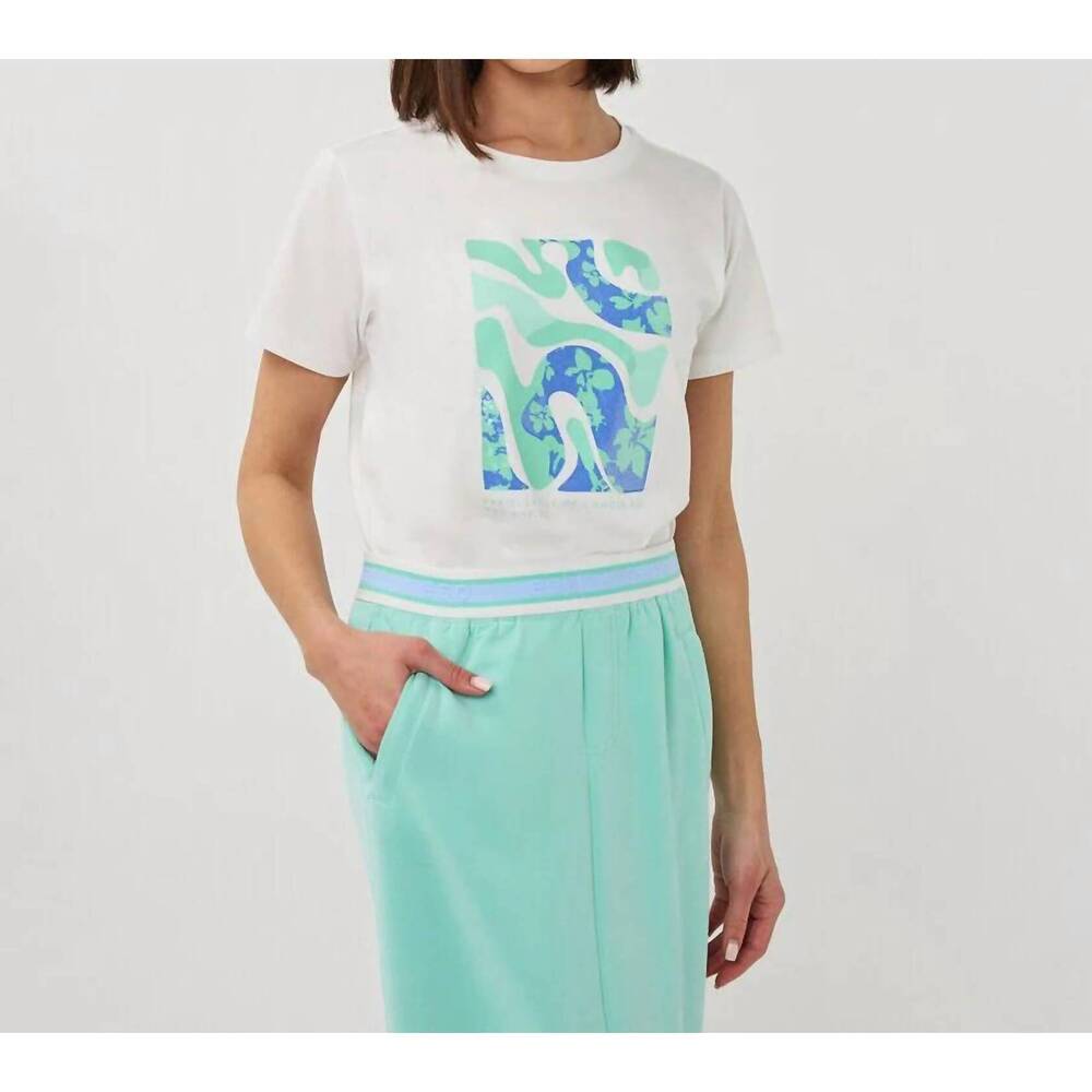 NEW ESQUALO paris t-shirt in off-white light mint blue